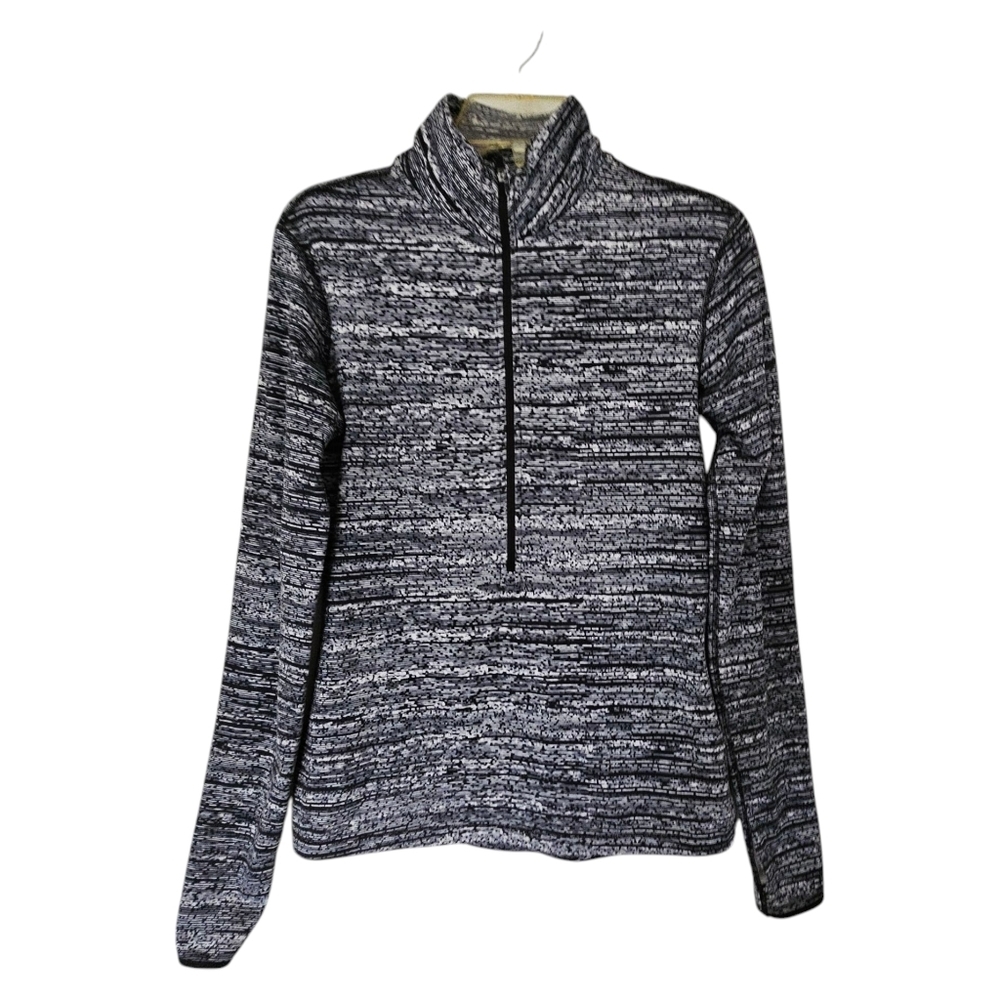 Nike Pro Dri-Fit Half Zip Black White Gray Print Pullover Size Medium